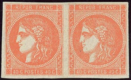 * 48a - 40c. Orange Vif. Paire. TB. - 1870 Uitgave Van Bordeaux