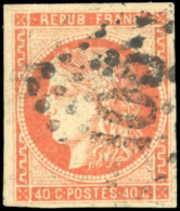 Obl. 48c - 40c. Rouge-orange. SUP. - 1870 Bordeaux Printing