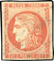 Obl. 48d - 40c. Rouge-sang Clair. Obl. Très Légère. Impression Fine. SUP. - 1870 Bordeaux Printing