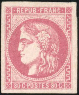 * 49 - 80c. Rose. Léger Pli D'origine. SUP. - 1870 Bordeaux Printing