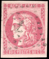 Obl. 49 - 80c. Rose. Obl. Ancre. TB. - 1870 Emission De Bordeaux