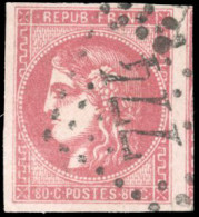 Obl. 49 - 80c. Rose. Obl. GC 774. TB. - 1870 Bordeaux Printing