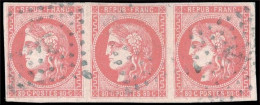 Obl. 49 - 80c. Rose. Obl. Ancre. Bande De 3. SUP. - 1870 Ausgabe Bordeaux