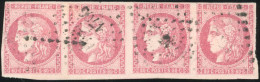 Obl. 49 - 80c. Rose. Bande De 4. Position 14-15-11-12. Obl. TB. - 1870 Bordeaux Printing