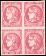 ** 49g - 80c. Rose Nuance Très Vive. Bloc De 4 Avec Variété Boule Blanche Sous Le Menton Tenant à Normaux. (1 Ex. Avec C - 1870 Bordeaux Printing