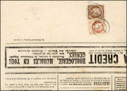 Obl. 51+ 58 - 2c. Rouge-brun + 10c. Brun S/rose Obl. Du  CàD D'ARGENTEUIL Du 16 Novembre 1874 S/journal LE GRELOT. TB. R - 1871-1875 Ceres