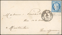 Obl. 60 - 25c. Bleu Obl. GC 532 S/lettre Frappée Du CàD CORRESP.D'ARMEES 1 BORDEAUX 1 Du 5 Décembre 1875 à Destination D - 1871-1875 Cérès