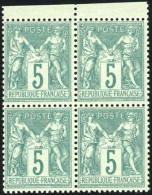 ** 64 - 5c. Vert. Bloc De 4. Haut De Feuille. TB. - 1876-1878 Sage (Type I)