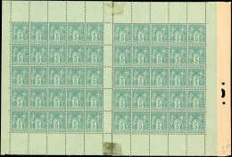 ** 75 - 5c. Vert. 2 Panneaux De 25 Représentant Un Tiers De Feuille De 50 Exemplaires. Bon Centrage Pour Ce Timbre Diffi - 1876-1878 Sage (Typ I)