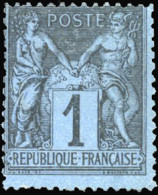 * 84 - 1c. Noir S/bleu De Prusse. Décentrage Habituel Pour Ce Timbre De Fraîcheur Exceptionnelle. Charnière Invisible. T - 1876-1878 Sage (Typ I)