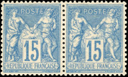 ** 90 - Paire Du 15c. Bleu. SUP. - 1876-1878 Sage (Type I)