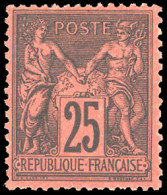 * 91 - 25c. Noir S/rouge. Bon Centrage. TB. - 1876-1878 Sage (Type I)