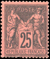 * 91 - 25c. Noir S/rouge. TB. - 1876-1878 Sage (Type I)