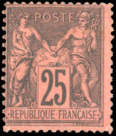 * 91 - 25c. Noir S/rouge. Petite Trace De Rouille. - 1876-1878 Sage (Type I)