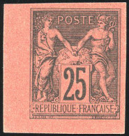 ** 91d - 25c. Noir S/rouge Brique. ND. Réimpression Granet. 2 Timbre Dont 1 Avec Un BdeF. TB. - 1876-1878 Sage (Typ I)