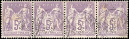 Obl. 95 - 5F. Violet S/lilas. Bande De 4. Obl. CàD. SUP. - 1876-1878 Sage (Typ I)