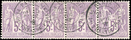 Obl. 95 - Bande De 4 Du 5F. Violet S/lilas. Obl. Du CàD De PARIS Du 15 Novembre 1877. SUP. - 1876-1878 Sage (Type I)