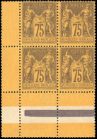 ** 99 - 75c. Violet S/orange. Bloc De 4. Coin De Feuille Intégral. Léger Manque De Gomme. TB. - 1876-1878 Sage (Typ I)