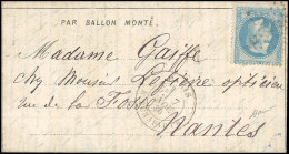 Obl. 29 - LA GIRONDE. 20c. Lauré Obl. S/Dépêche-Ballon N°3 Frappé Du CàD De PARIS - R. BONAPARTE Du 7 Novembre 1870 à De - Krieg 1870