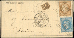 Obl. 29 +36 - LE GENERAL UHRICH. 20c. Lauré + 10c. Siège (Affranchissement Rare) Obl. étoile 8 S/Gazette Des Absents N°7 - Krieg 1870