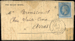 Obl. 29 - LE FRANKLIN. 20c. Lauré Obl. étoile S/Gazette Des Absents N°13 Frappée Du CàD De PARIS - R. ST-LAZARE Du 4 Déc - War 1870