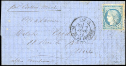 Obl. 37 - LE NEWTON. 20c. Siège Obl. étoile S/lettre Frappée Du CàD De PARIS - PL. DE LA BOURSE Du 2 Janvier 1871 à Dest - Guerra Del 1870