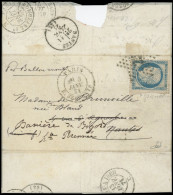 Obl. 37 - LE NEWTON. 20c. Siège Obl. étoile ''25'' S/lettre Frappée Du CàD De PARIS - RUE SERPENTE Du 2 Janvier 1871 à D - Guerre De 1870
