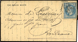 Obl. 29 - LE POSTE DE PARIS. 20c. Lauré Obl. GC 347 S/Gazette Des Absents N°27 Frappée Du CàD De PARIS - LES BATIGNOLLES - Krieg 1870