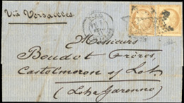 Obl. 36 X 2 - 10c. Siège X 2 Obl. étoile De Paris 2 S/lettre Frappée Du CàD De PARIS - ST-LAZARE Du 7 Février 1871 à Des - Krieg 1870