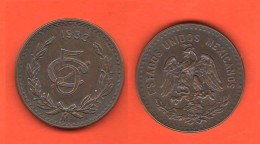 Mexico 5 Centavos 1933 K 422 Bronze Coin - Mexico