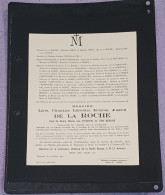 MESSIRE LÉON DE LA ROCHE , ANCIEN BOURGMESTRE DE THIEUSIES  / THIEUSIES 1942 - Obituary Notices