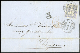 Obl. Lettre De MULHOUSE Acheminée Par BASEL Le 6 II 72 Pour DIJON. Cachet Rouge D'arrivée Au Recto De DIJON Du 7 Février - Sonstige & Ohne Zuordnung