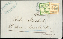 Obl. 4 + 5 - 5c. + 10c. Obl. FELDPOST RELAIS N°66 S/lettre De REMIREMONT Du 13 Février 1871 à Destination De SARREBRUCK  - Other & Unclassified