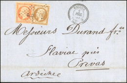 Obl. 13 + 16 - RHODES. 10c. + 40c. Empire, PC 3772 S/lettre Frappée Du CàD Perlé De RHODES - TURQUIE Du 2 Décembre 1860  - 1849-1876: Klassieke Periode