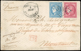 Obl. 45B+ 49 - SHANGHAI. 20c. + 80c. Bordeaux Obl. GC 5104 S/lettre Frappée Du CàD De SHANG-HAI/Bau FRANCAIS Du 1er Nove - 1849-1876: Klassik