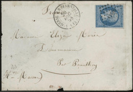 Obl. 14 - 20c. Empire Non Dentelé, Obl. PC 1896 S/lettre Frappée Du CàD ALGERIE B. B. MARSEILLE Du 20 Décembre 1858 à De - Maritime Post
