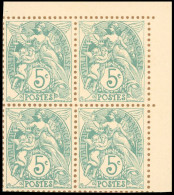 (*) 107 / 111 - Type Blanc. Série Du 1c. Au 5c. + 2 Autres Blocs Du 5c. En Vert-jaune Et Vert-bleu. 7 Blocs De 4. Coin D - Sonstige & Ohne Zuordnung