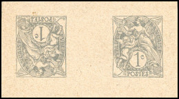 (*) 107 - 1c. Type Blanc Gris. Essai De Papier De Couleur Gris. ND En Paire Tête-Bêche Provenant De Feuillets Avec 2 Pai - Andere & Zonder Classificatie