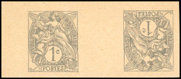 (*) 107 - 1c. Type Blanc Gris. Essai De Papier De Couleur Crème. ND En Paire Tête-Bêche Provenant De Feuillets Avec 2 Pa - Andere & Zonder Classificatie