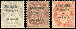 * 107 / 109 - Type Blanc. 1c. Gris + 2c. Brun-lilas + 3c. Orange. Surcharge "Réoccupation Française En Alsace". SUP. - Andere & Zonder Classificatie