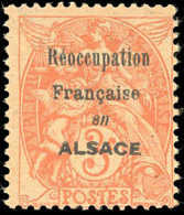 * 109 - 3c. Type Blanc Orange. Surcharge "Réoccupation Française En ALSACE". TB. - Andere & Zonder Classificatie