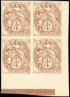* 110 - 4c. Type Blanc Brun-jaune. Non Dentelé De Référence Du Service Intérieur (tirage De 1906 ?). Bloc De 4. CdeF. SU - Andere & Zonder Classificatie