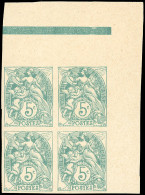 (*) 111 - 5c. Type Blanc Vert. Non Dentelé De Référence Du Service Intérieur. Tirage De 1906. Bloc De 4. CdeF. SUP. - Andere & Zonder Classificatie