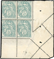 ** 111c - 5c. Type Blanc Vert-bleu. Bloc De 4. CdeF. Variété De Piquage. SUP. - Other & Unclassified