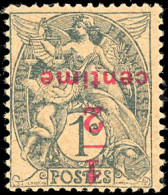 * 157c - 1/2c. S/1c. Type Blanc Gris-noir. Surcharge Renversée. TB. - Autres & Non Classés