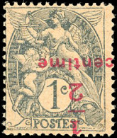 * 157c - 1/2c. S/1c. Type Blanc Gris-noir. Surcharge Renversée. TB. - Autres & Non Classés