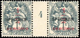 ** 157 - COURS D'INSTRUCTION. N°157-CI4. Paire Du 1/2c. S/1c. Type Blanc Gris-noir. Surcharge "SPECIMEN". Millésime 4. S - Autres & Non Classés