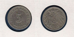 Allemagne  5 Pfennig 1890 D, Type Ll, KM# 11, Deutsches Reich, - 5 Pfennig