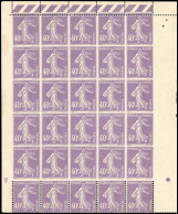 ** 236 - 40c. Semeuse Violet. Bloc De 30. Haute De Feuille. ND Dont Une Bande De 5 Dentelée Sur Le Côté Et Une Bande De  - Autres & Non Classés