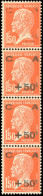 * 248a - +50c. S/1F.50 Caisse D'amortissement Rouge. Bande De 4 Verticale Dont 1 Timbre Surcharge Partielle. Moins De 10 - Other & Unclassified